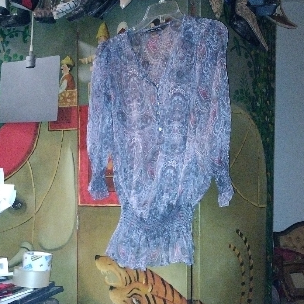 Zara Blue Paisley Blouse